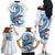 Blue Maori Tuatara Family Matching Off The Shoulder Long Sleeve Dress and Hawaiian Shirt Luxury Pastel Pattern