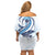 Blue Maori Tuatara Family Matching Off Shoulder Short Dress and Hawaiian Shirt Luxury Pastel Pattern