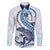 Blue Maori Tuatara Family Matching Summer Maxi Dress and Hawaiian Shirt Luxury Pastel Pattern