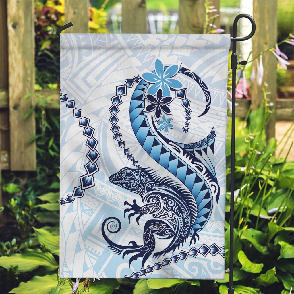 Blue Maori Tuatara Garden Flag Luxury Pastel Pattern LT01 Garden Flag Blue - Polynesian Pride