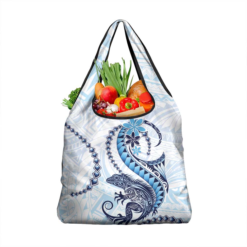 Blue Maori Tuatara Grocery Bag Luxury Pastel Pattern LT01 1-pack One Size Blue - Polynesian Pride