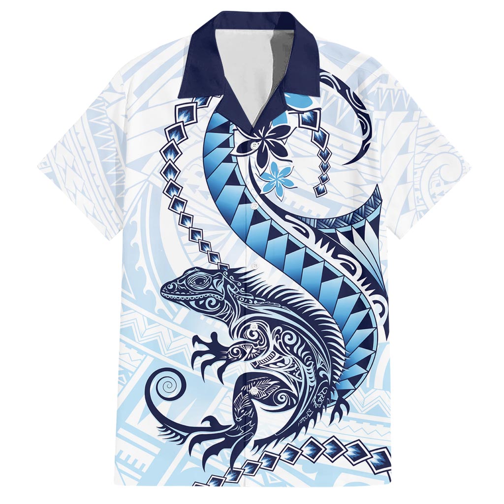 Blue Maori Tuatara Hawaiian Shirt Luxury Pastel Pattern