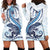 Blue Maori Tuatara Hoodie Dress Luxury Pastel Pattern