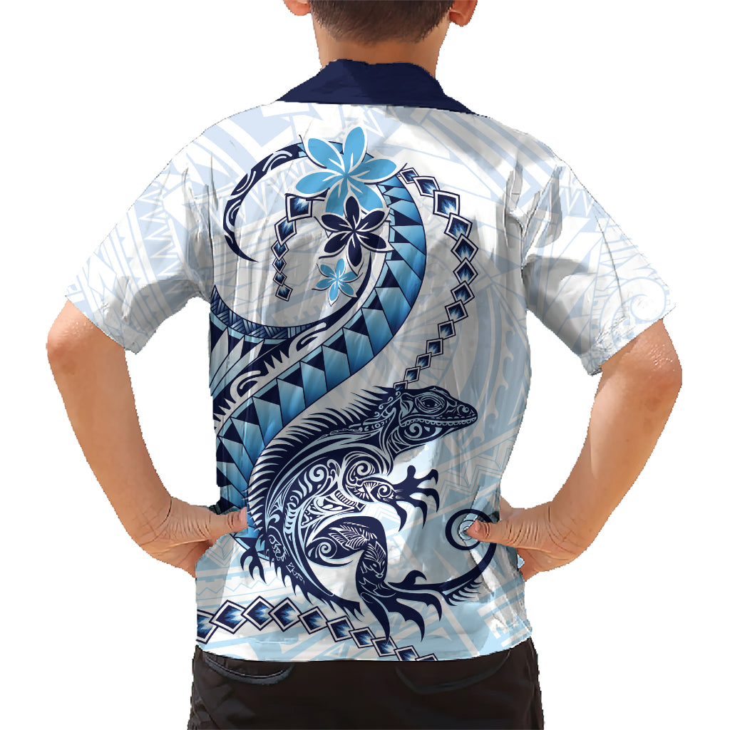 Blue Maori Tuatara Kid Hawaiian Shirt Luxury Pastel Pattern
