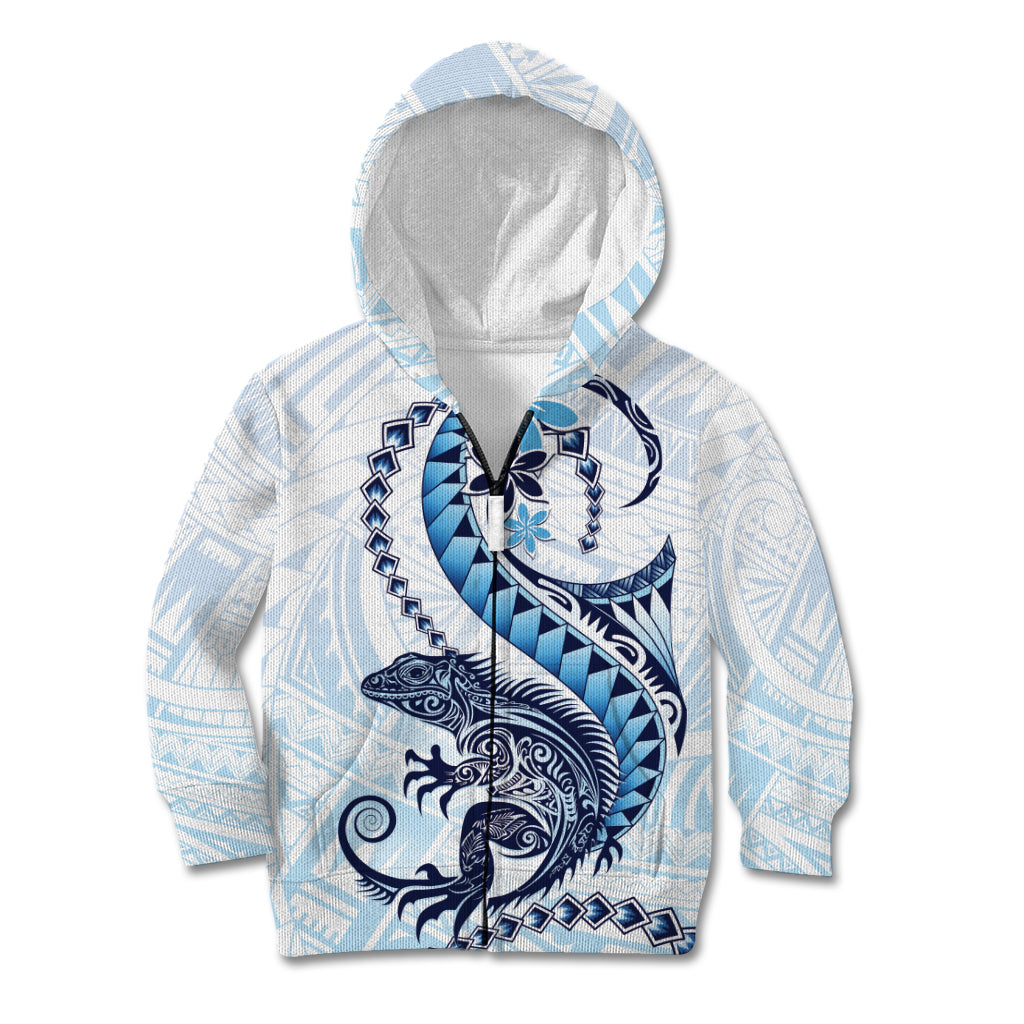 Blue Maori Tuatara Kid Hoodie Luxury Pastel Pattern