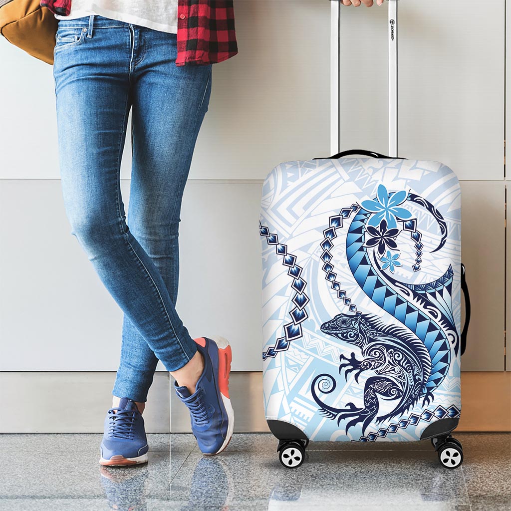 Blue Maori Tuatara Luggage Cover Luxury Pastel Pattern