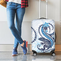 Blue Maori Tuatara Luggage Cover Luxury Pastel Pattern