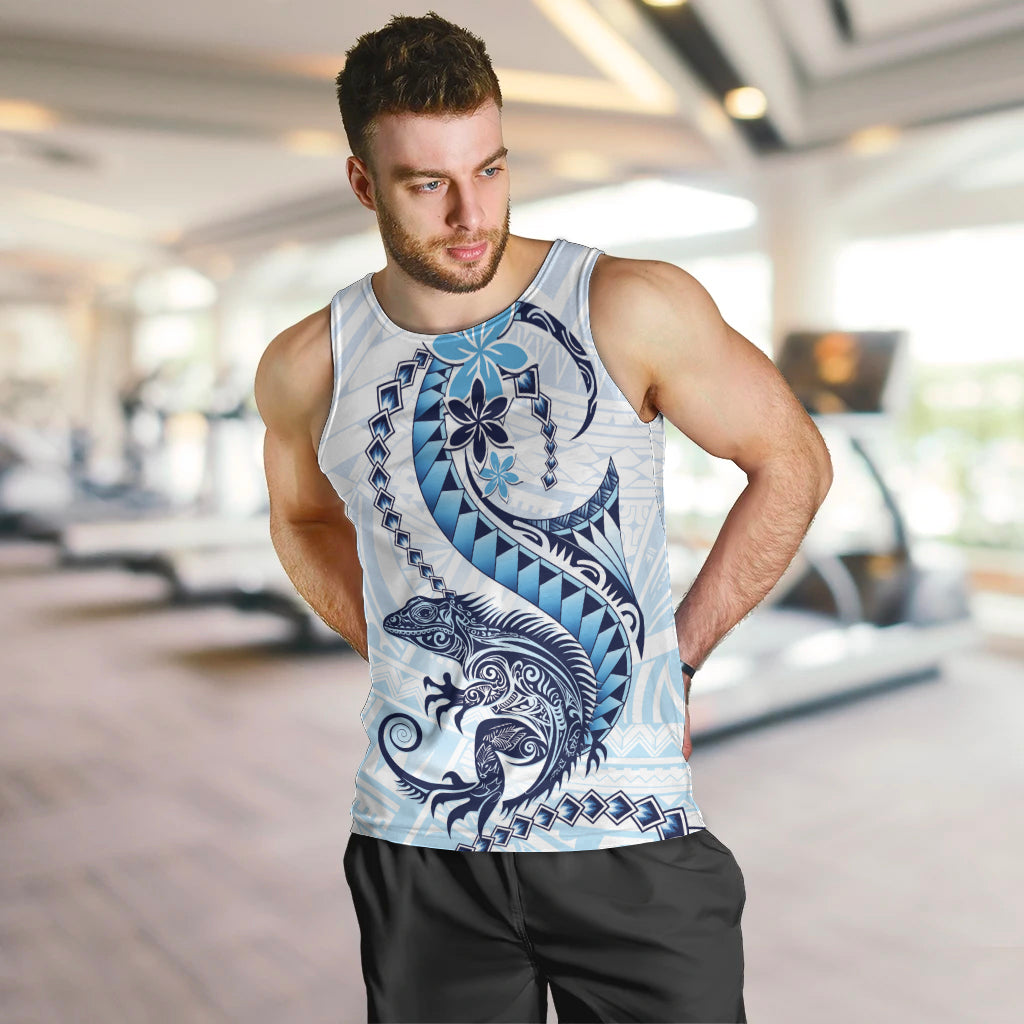 Blue Maori Tuatara Men Tank Top Luxury Pastel Pattern