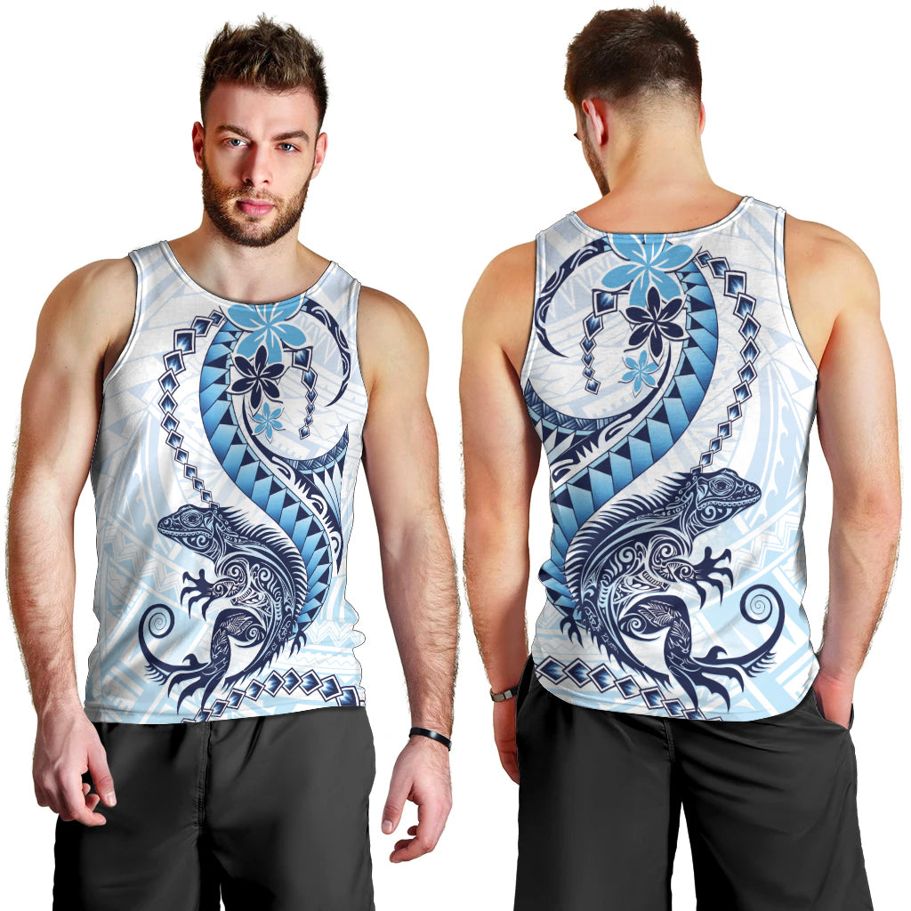 Blue Maori Tuatara Men Tank Top Luxury Pastel Pattern LT01 - Polynesian Pride