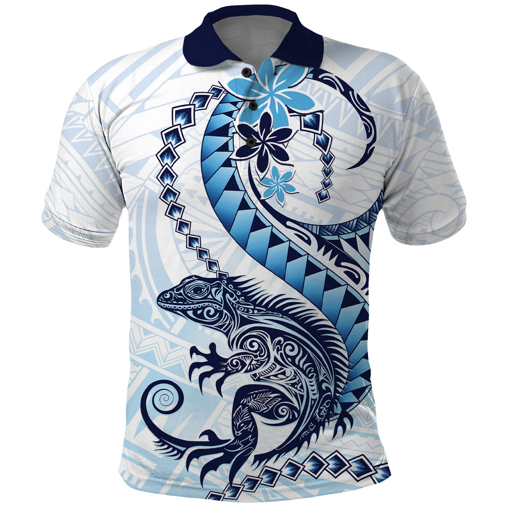Blue Maori Tuatara Polo Shirt Luxury Pastel Pattern