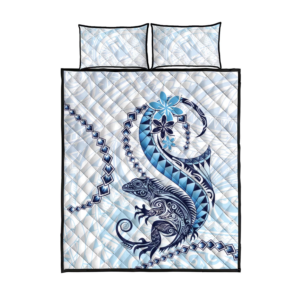 Blue Maori Tuatara Quilt Bed Set Luxury Pastel Pattern LT01 - Polynesian Pride