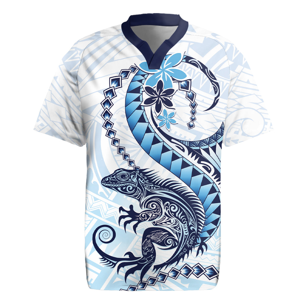 Blue Maori Tuatara Rugby Jersey Luxury Pastel Pattern LT01 Blue - Polynesian Pride
