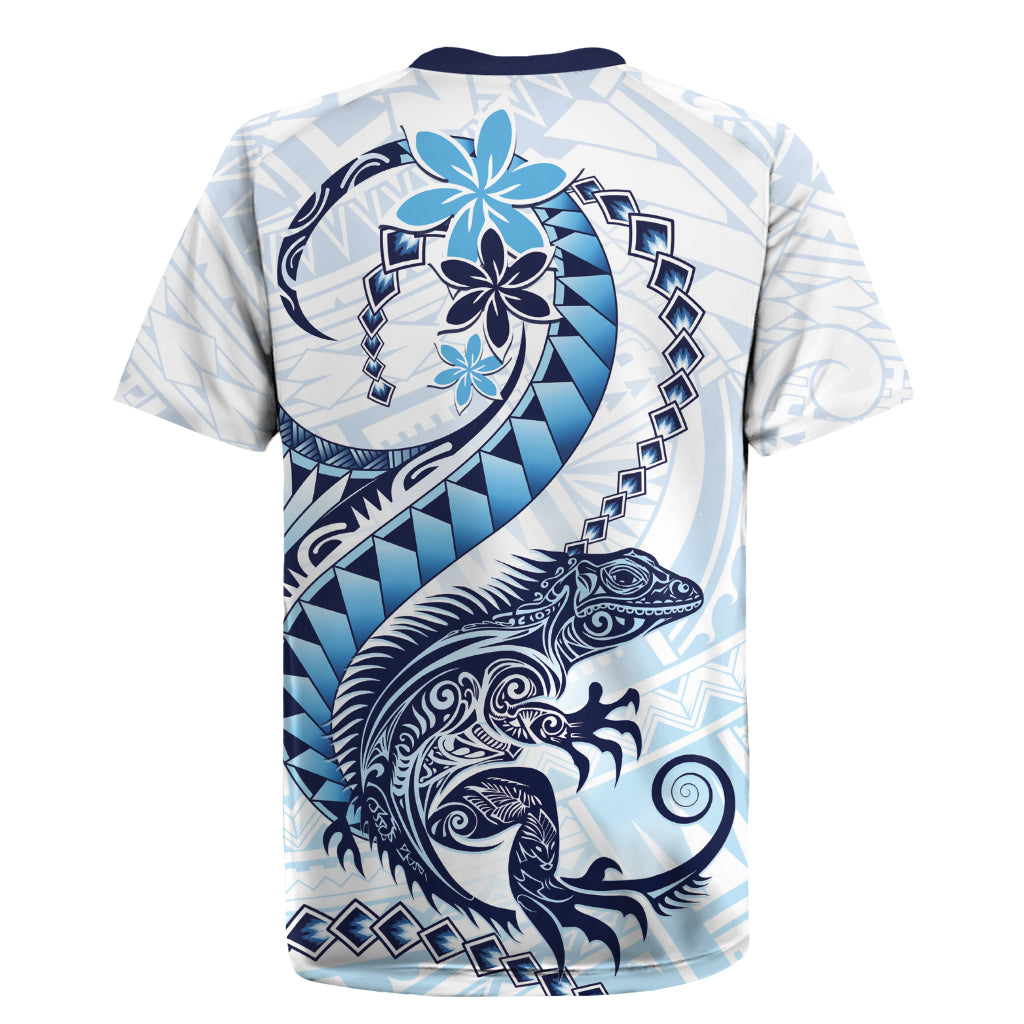 Blue Maori Tuatara Rugby Jersey Luxury Pastel Pattern LT01 - Polynesian Pride