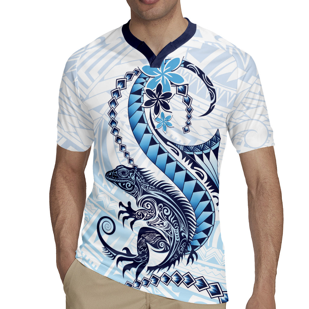 Blue Maori Tuatara Rugby Jersey Luxury Pastel Pattern LT01 - Polynesian Pride