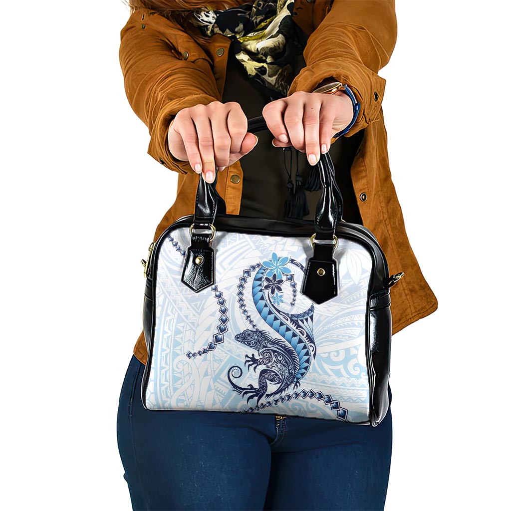 Blue Maori Tuatara Shoulder Handbag Luxury Pastel Pattern