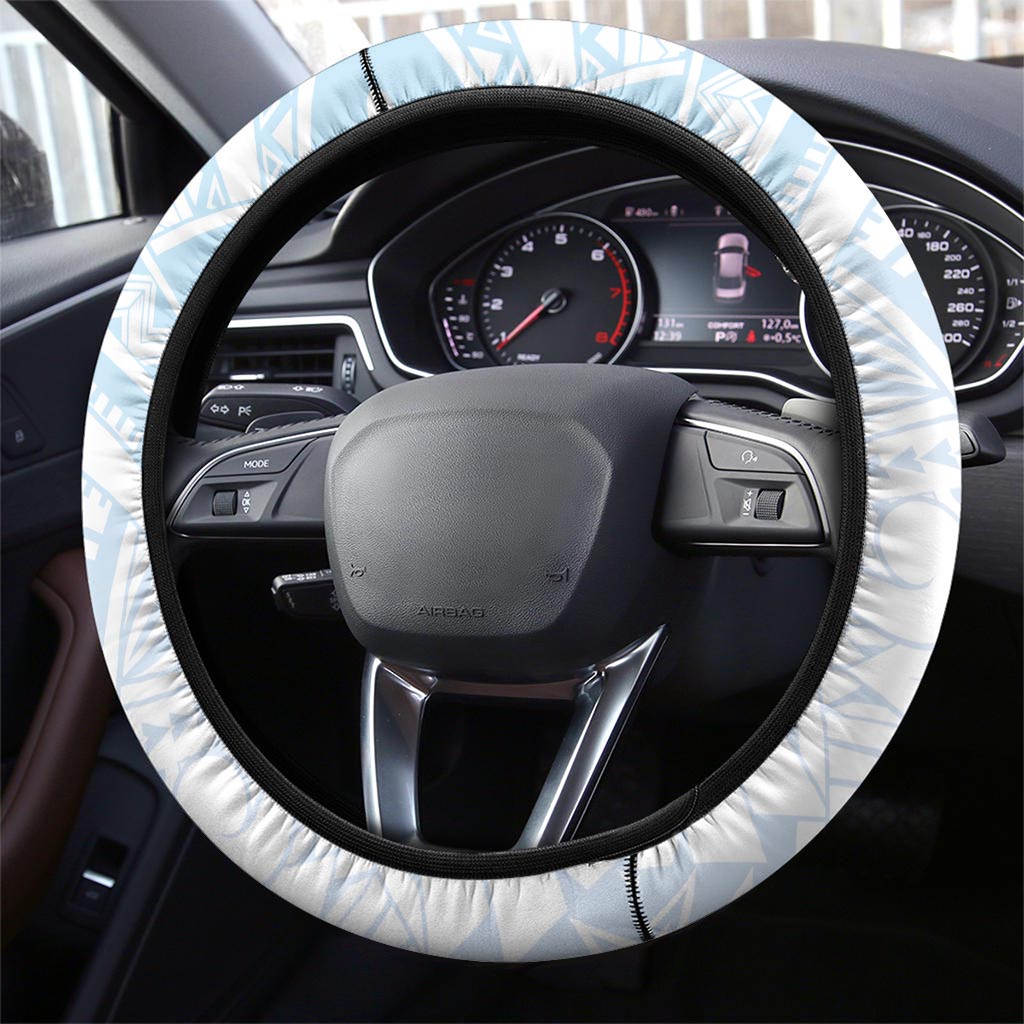 Blue Maori Tuatara Steering Wheel Cover Luxury Pastel Pattern LT01 - Polynesian Pride