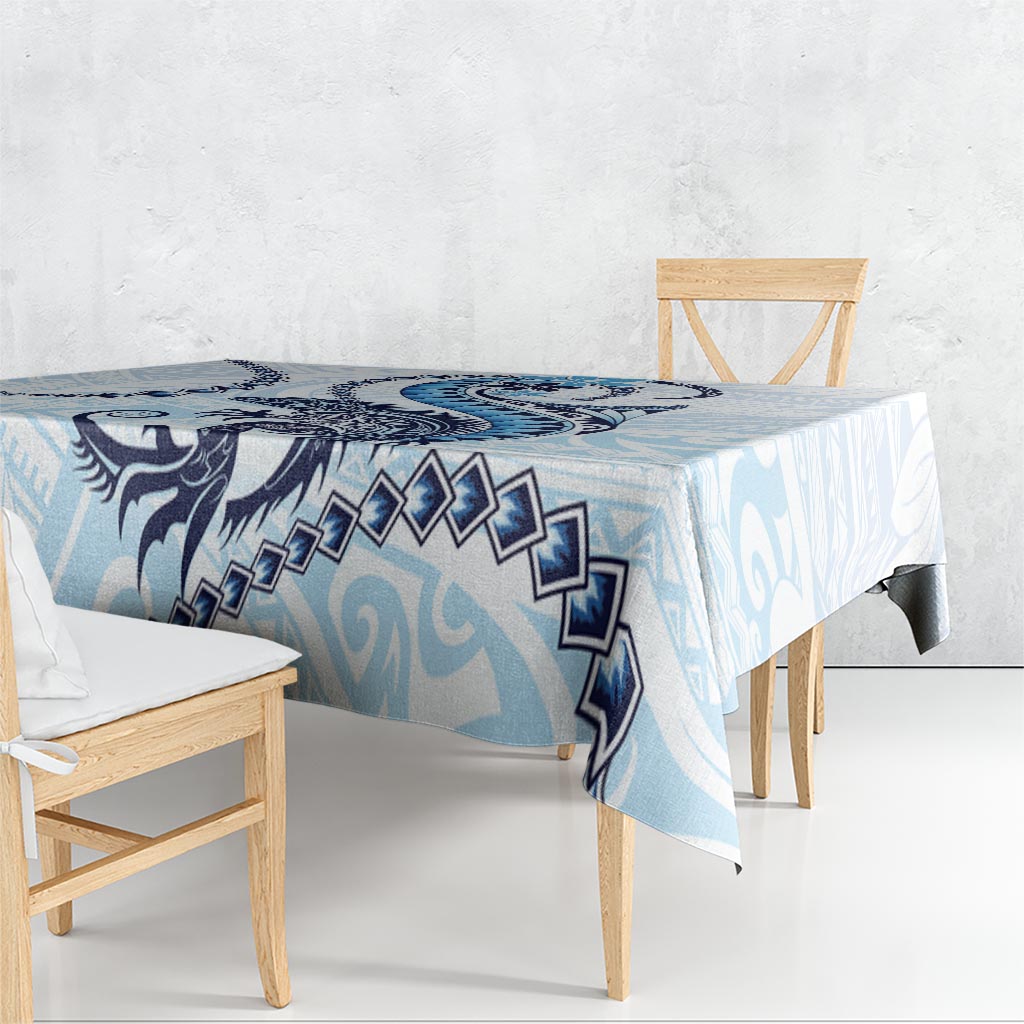 Blue Maori Tuatara Tablecloth Luxury Pastel Pattern LT01 - Polynesian Pride