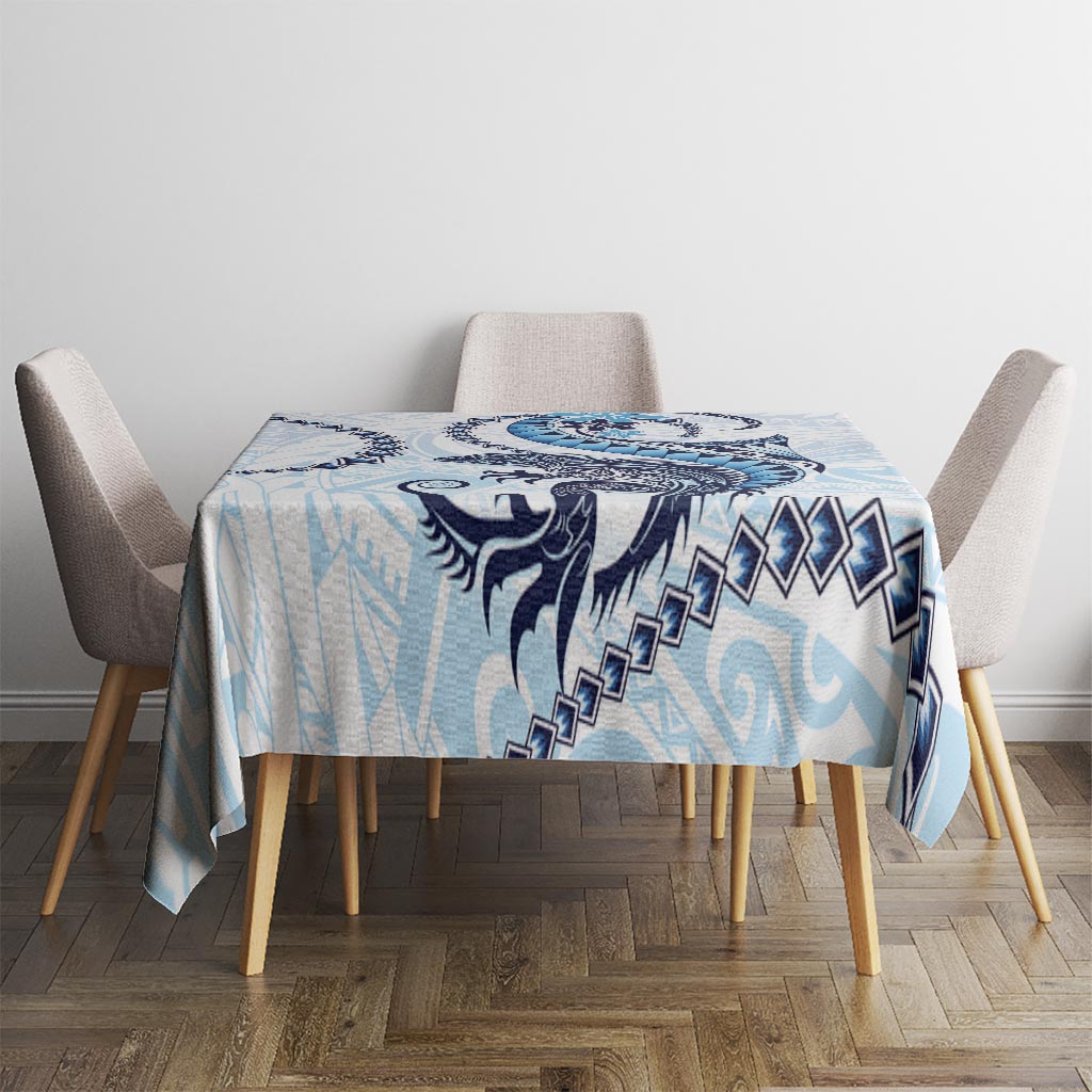 Blue Maori Tuatara Tablecloth Luxury Pastel Pattern LT01 - Polynesian Pride