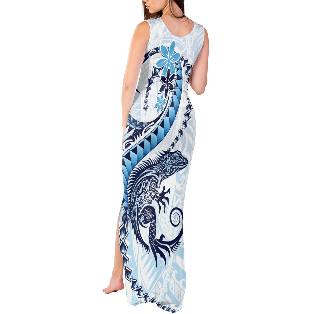 Blue Maori Tuatara Tank Maxi Dress Luxury Pastel Pattern LT01 - Polynesian Pride