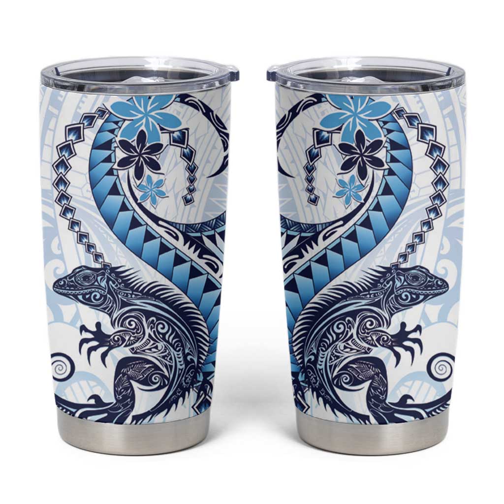 Blue Maori Tuatara Tumbler Cup Luxury Pastel Pattern