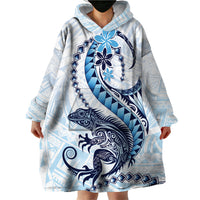 Blue Maori Tuatara Wearable Blanket Hoodie Luxury Pastel Pattern LT01 - Polynesian Pride