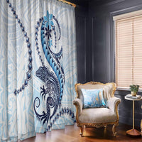Blue Maori Tuatara Window Curtain Luxury Pastel Pattern LT01 - Polynesian Pride