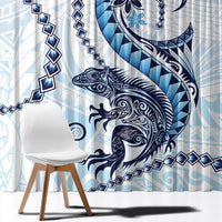 Blue Maori Tuatara Window Curtain Luxury Pastel Pattern LT01 - Polynesian Pride