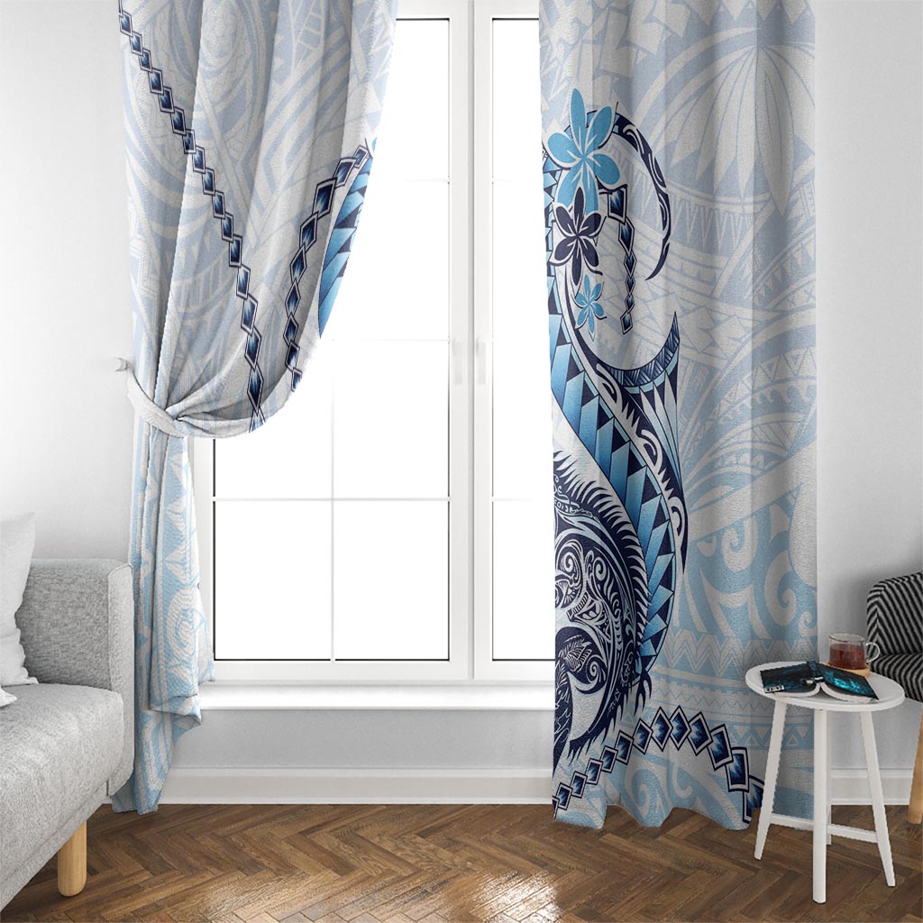 Blue Maori Tuatara Window Curtain Luxury Pastel Pattern LT01 - Polynesian Pride