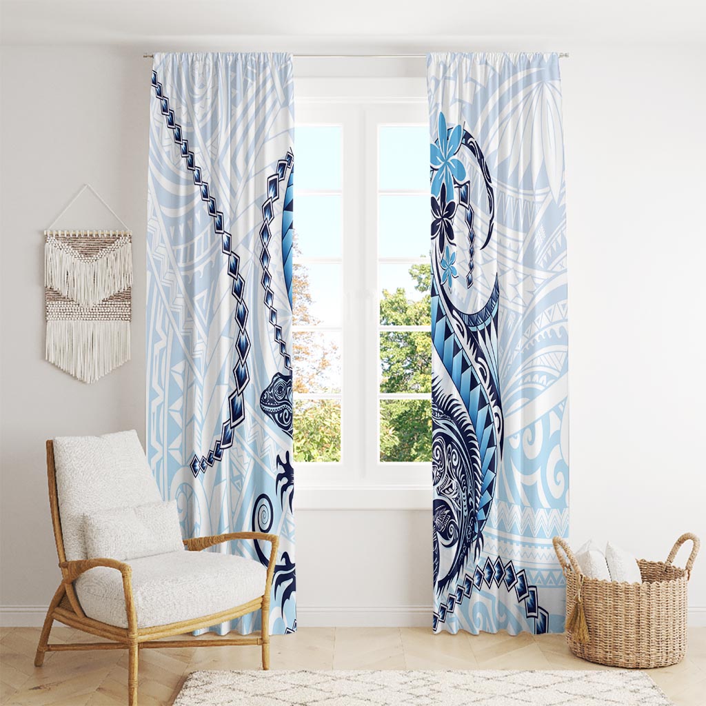 Blue Maori Tuatara Window Curtain Luxury Pastel Pattern LT01 - Polynesian Pride