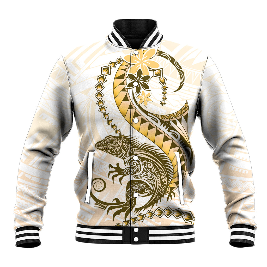 Gold Maori Tuatara Baseball Jacket Luxury Pastel Pattern
