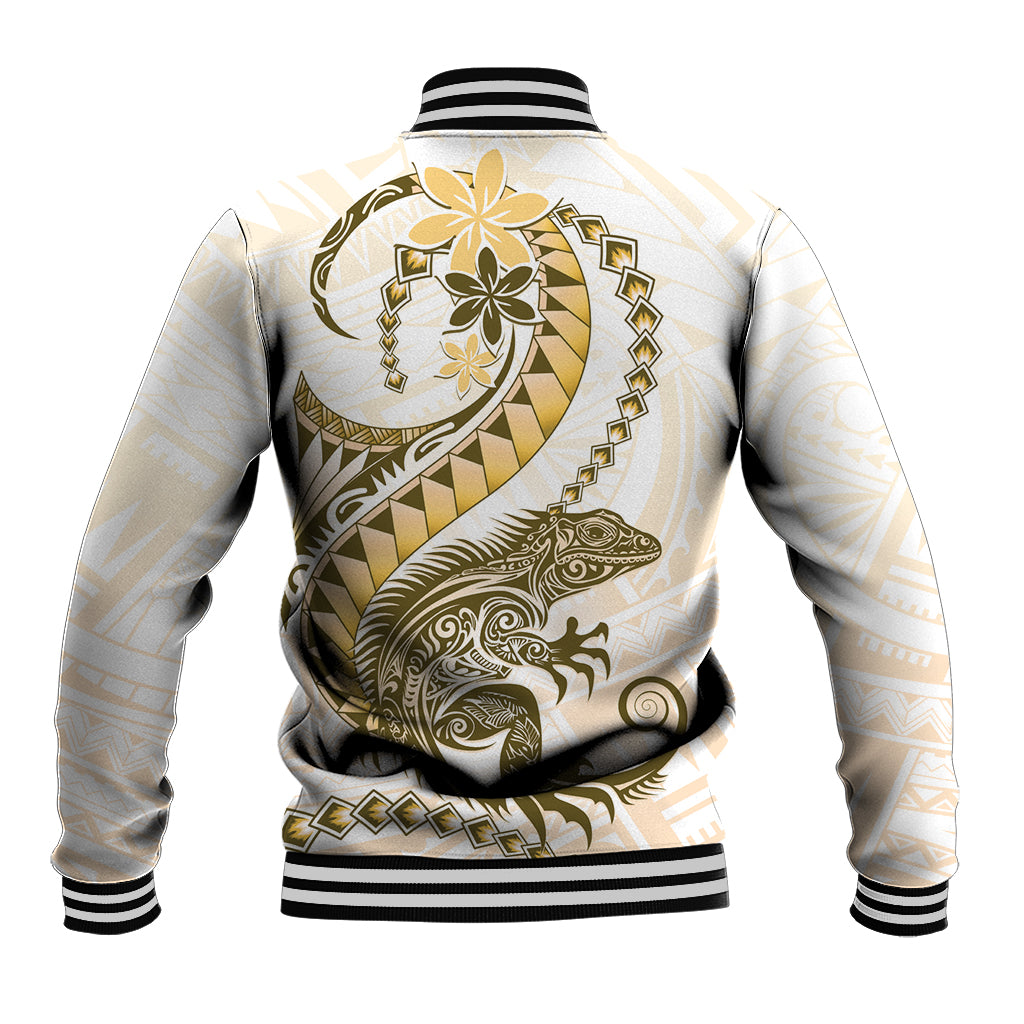 Gold Maori Tuatara Baseball Jacket Luxury Pastel Pattern