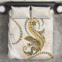 Gold Maori Tuatara Bedding Set Luxury Pastel Pattern