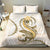 Gold Maori Tuatara Bedding Set Luxury Pastel Pattern