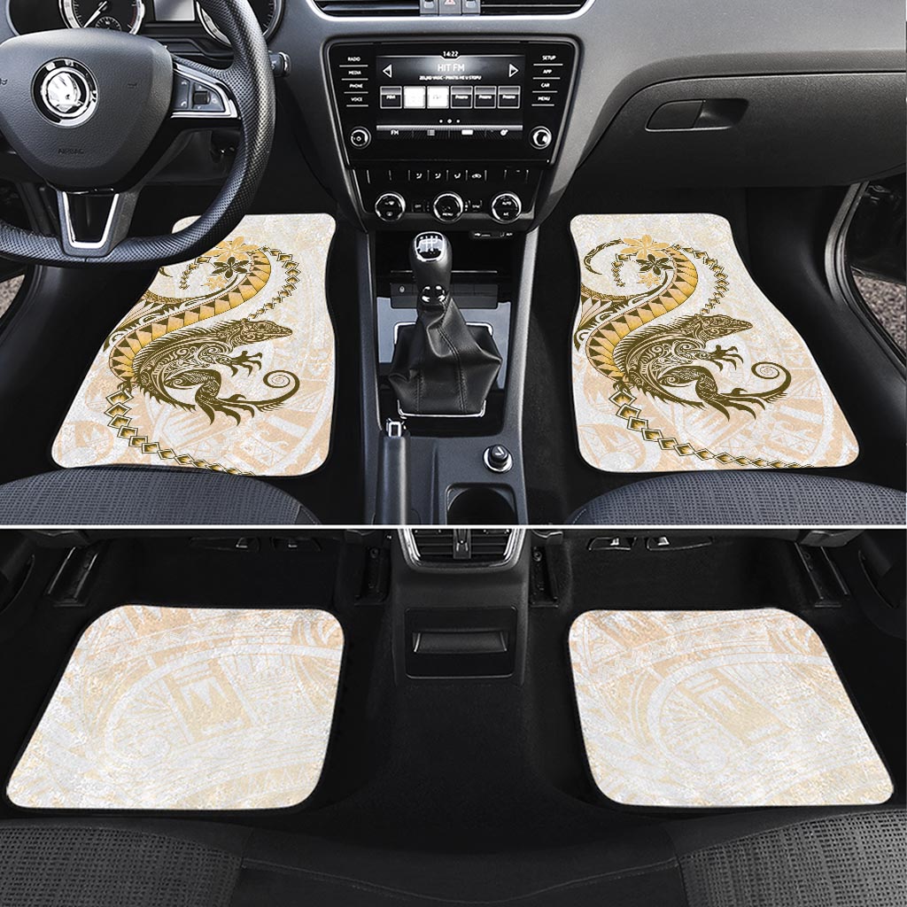 Gold Maori Tuatara Car Mats Luxury Pastel Pattern LT01 Set 4pcs Gold - Polynesian Pride