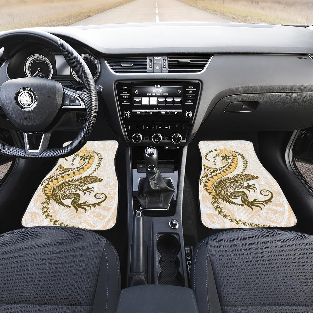 Gold Maori Tuatara Car Mats Luxury Pastel Pattern LT01 Set 2pcs - Front Gold - Polynesian Pride