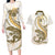 Gold Maori Tuatara Couples Matching Long Sleeve Bodycon Dress and Hawaiian Shirt Luxury Pastel Pattern