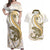 Gold Maori Tuatara Couples Matching Off Shoulder Maxi Dress and Hawaiian Shirt Luxury Pastel Pattern