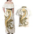 Gold Maori Tuatara Couples Matching Off Shoulder Maxi Dress and Hawaiian Shirt Luxury Pastel Pattern