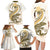 Gold Maori Tuatara Family Matching Long Sleeve Bodycon Dress and Hawaiian Shirt Luxury Pastel Pattern