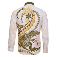 Gold Maori Tuatara Family Matching Mermaid Dress and Hawaiian Shirt Luxury Pastel Pattern LT01 - Polynesian Pride