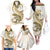 Gold Maori Tuatara Family Matching Off The Shoulder Long Sleeve Dress and Hawaiian Shirt Luxury Pastel Pattern