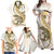 Gold Maori Tuatara Family Matching Off Shoulder Maxi Dress and Hawaiian Shirt Luxury Pastel Pattern