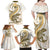 Gold Maori Tuatara Family Matching Off Shoulder Maxi Dress and Hawaiian Shirt Luxury Pastel Pattern