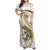 Gold Maori Tuatara Family Matching Off Shoulder Maxi Dress and Hawaiian Shirt Luxury Pastel Pattern