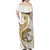 Gold Maori Tuatara Family Matching Off Shoulder Maxi Dress and Hawaiian Shirt Luxury Pastel Pattern