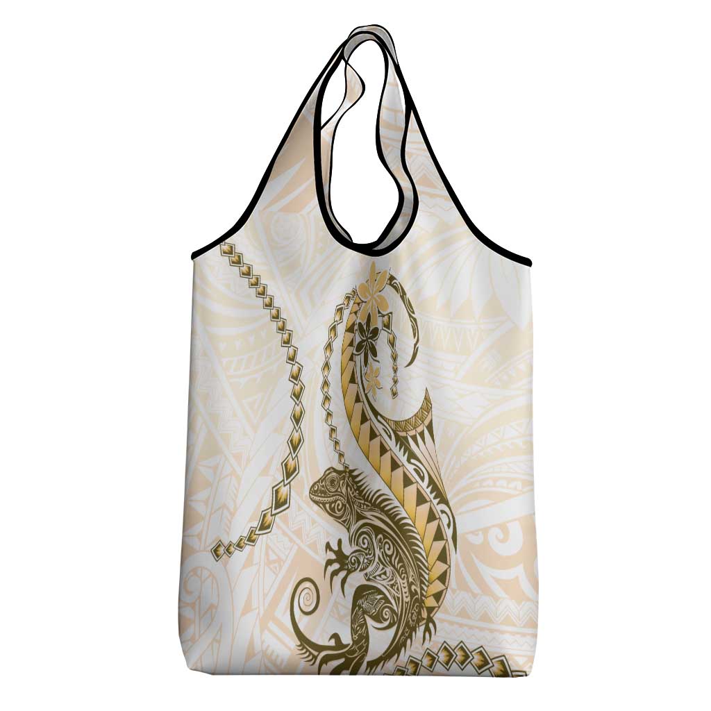 Gold Maori Tuatara Grocery Bag Luxury Pastel Pattern LT01 - Polynesian Pride