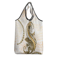 Gold Maori Tuatara Grocery Bag Luxury Pastel Pattern LT01 - Polynesian Pride
