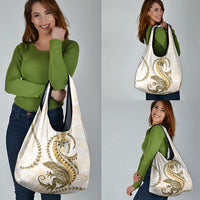 Gold Maori Tuatara Grocery Bag Luxury Pastel Pattern LT01 - Polynesian Pride