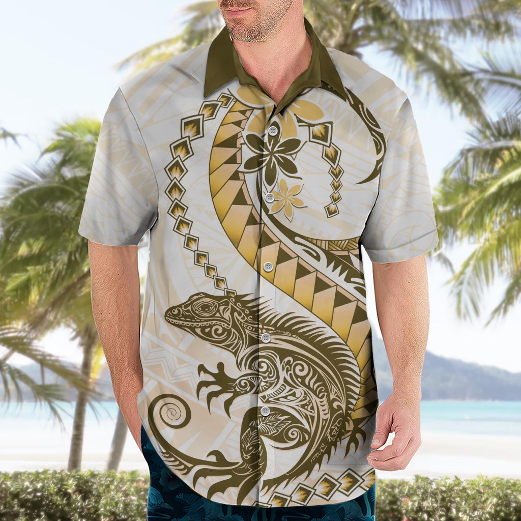 Gold Maori Tuatara Hawaiian Shirt Luxury Pastel Pattern LT01 - Polynesian Pride