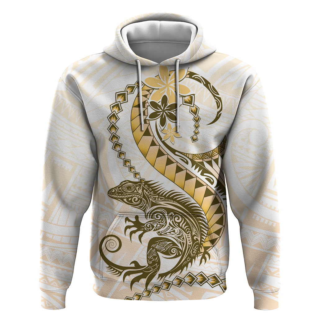 Gold Maori Tuatara Hoodie Luxury Pastel Pattern